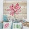 Designart - Vintage Detail of A Pink Lotus - Traditional Print on Natural Pine Wood